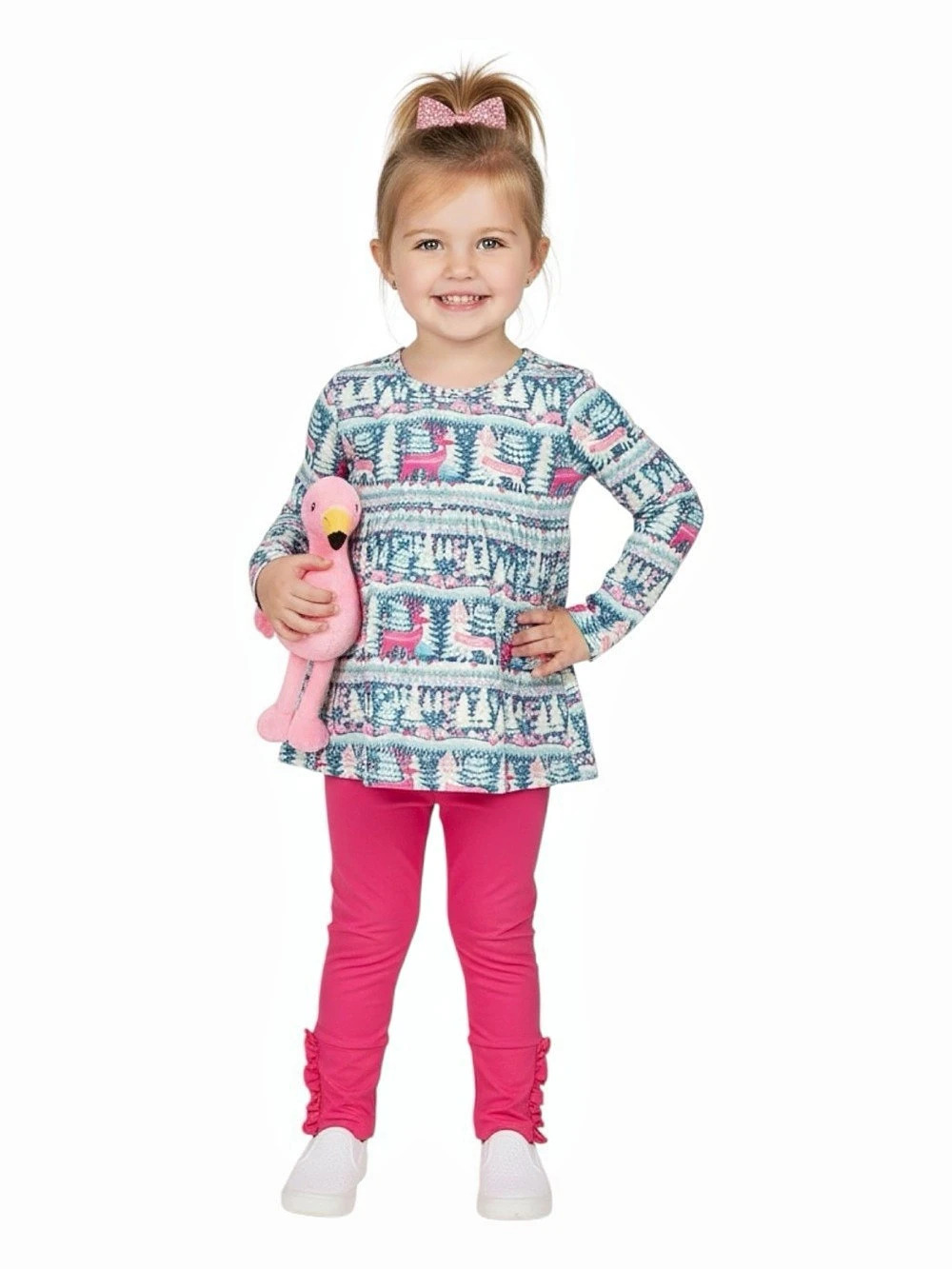 Pete + Lucy Girls Deer Print Tunic Leggings Set Size 3T NWT